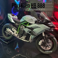 (Tặng chân đế) Mô hình xe mô tô Kawasaki Ninja H2R bằng hợp kim có âm thanh và đèn 1:12 - Đồ chơi di