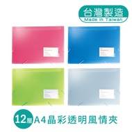 Minghui A4 Crystal Color Transparent Organ Clip 12pcs File Folder File Organizer File A4 File Transp