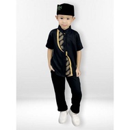 CF Kids Set Modern Muslim Boys' Short Sleevekoko Baju Melayu Budak Lelaki Baju Raya Budak Lelaki