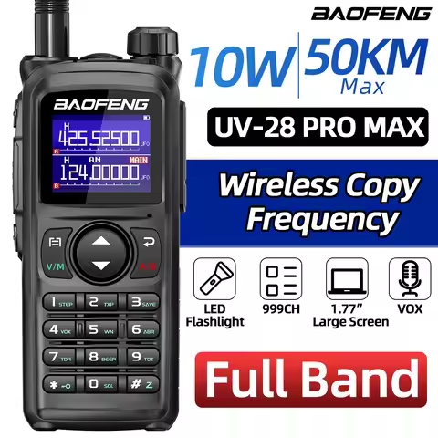 BAOFENG UV-28 PRO MAX Walkie Talkie Multi Band Wireless Copy Frequency Long Range Type-C AM FM NOAA 