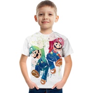 Super Mario Children's Game Children's Short-sleeved T-shirt Round Neck 3-14 Year Old Boy Top