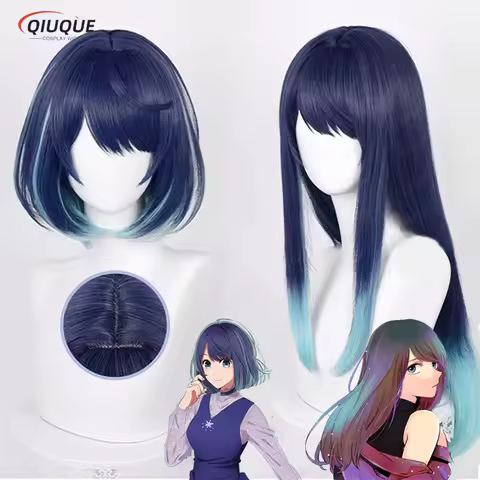 Anime Oshi No Ko Akane Kurokawa Cosplay Wig Long/Short Black Blue Gradient Heat Resistant Hair Synth
