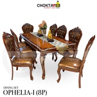 ชุดโต๊ะอาหาร 8ที่นั่ง 200cm. วินเทจ หลุยส์ สีเข้ม (Platinum Classic Series) รุ่น SET-TTB-LV OPHELIA-