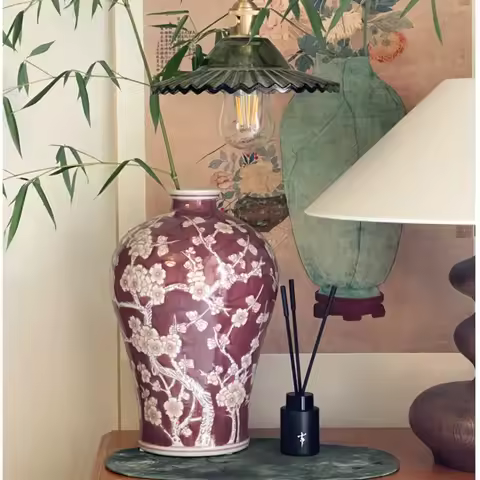 Chinese Classical Flower Vase, Hand-painted Ceramic Home Decoration Living Room Plant Ornaments, Exq