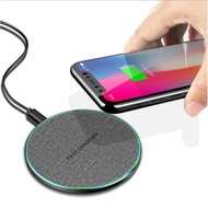 30W Mobile Phone Fast Wireless Charger Ultra-Thin Aluminum Alloy Round 15W Wireless Charger Cloth Pa