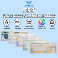 Aula S99 Tri-Mode Silicone Keyboard RGB Bluetooth 2.4G Wireless Wired Gaming Office 2000mAh