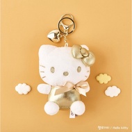 Korea Sanrio Kitty Fluffy Key Ring Golden KT Lucky Cat Gold Bag Hanging 8CM
