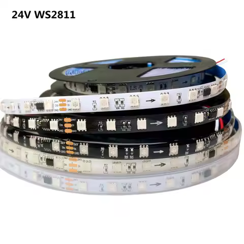 24V WS2811 RGB Led Strip Light 5050 Pixel Addressable 60 84 LEDs/M External 1 IC Control 6 Leds Tape
