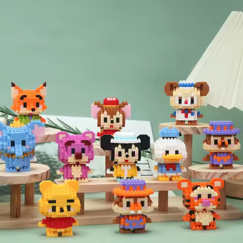 Disney LinaBell Building Blocks Anime Kawaii Cartoon mini Action Children's Figures Blocks Bricks As