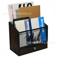 Office Desk File Storage Box Desktop Mail Envelope Organizer Vintage Color Storage Box Wooden Mail 6