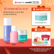 Bộ Ba Hỗ Trợ Cải Thiện Và Phục Hồi Da Candid Retinol 0.3% 30ml & Kem Dưỡng B5 Cica 50ml & BHA 100ml