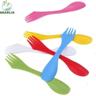 SHANLIN Plastic Spoon Dessert Spoon Multi Tool Outdoor Tableware Can Opener Fruit Fork Western Food 