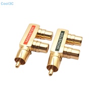 Cool3C  Style Adapter DIY Accessories Gold Plated AV Audio Splitter Plug RCA Adapter 1 Male To 2 Female F Connector HOT