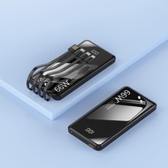 PowerBank 100000MAH 66W Fast Charging Mirror Display Number Convenient Built -In 4 Cable Power Bank 