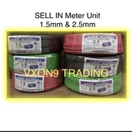 [Sell In Meter Unit] ASIA KABEL 1.5MM~2.5MM [100% PURE COPPER) PVC INSULATED CABLE 1.5MM CABLE 2.5MM