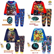 [3Y-12Y] Cuddle Me AVENGERS Glow in Dark Pyjamas / Sleepwear | Baju Tidur Budak Lelaki