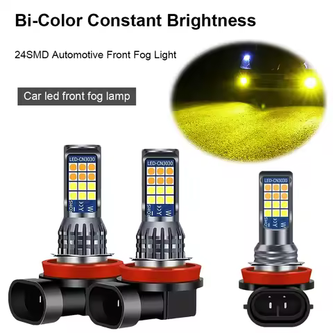 2Pcs Dual Color H11 H8 Auto Fog Lamp 3000-6000K Car Fog Light Bulb DC 10-30V 35W Car Running Lights 