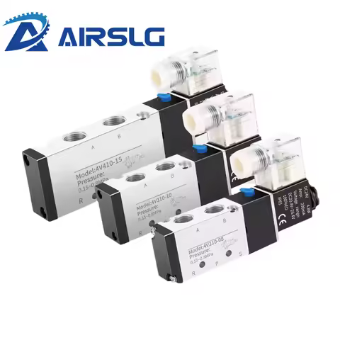 4V210-08 06 Pneumatic Electric Solenoid Valve 5 Way 2 Position Control Air Solenoid Valve 4V110-06 4