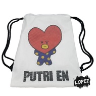 BT21 Mesh Bag BTS ARMY Drawstring Bag/ Custom Image + Name TATA RJ MANG KOOKIE LOPEZ String Bag/