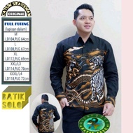 Baju pria lengan panjang Batik pria dewasa full furing batik wisanggeni solo motif naga macan hitam