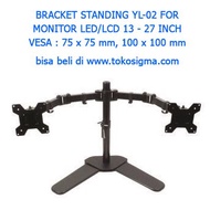 YL-02 DUAL ARM STANDING BRACKET FOR FLAT MONITOR 13-27 in