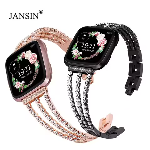 Diamond Watchband For Fitbit Versa /Versa 2 /Versa Lite/Versa SE Women Meatl Watch Bracelet For fitb