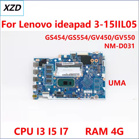 NM-D031 Mainboard For Lenovo ideapad 3-15IIL05 Laptop Motherboard with i3 i5 i7 CPU 4G-RAM 100% TEST