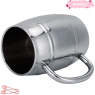 WUPEI47G9 Stainless Steel Barrel Mug, Double Layer 450ml Double Wall Cup, Premium Strong Handle Heat