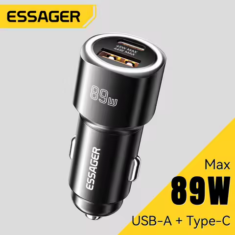 Essager USB C Car Charger 89W 2 Ports Super Fast Charge PD QC 3.0 Car Phone Charger For iPhone 15 Xi