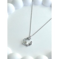 AG SILVER Rose Flower s925 Sterling Silver White Gold Plated Necklace Chain Pendant