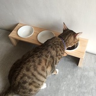 實木寵物餐桌 三口碗架 附瓷碗 防水 貓情人節 客製