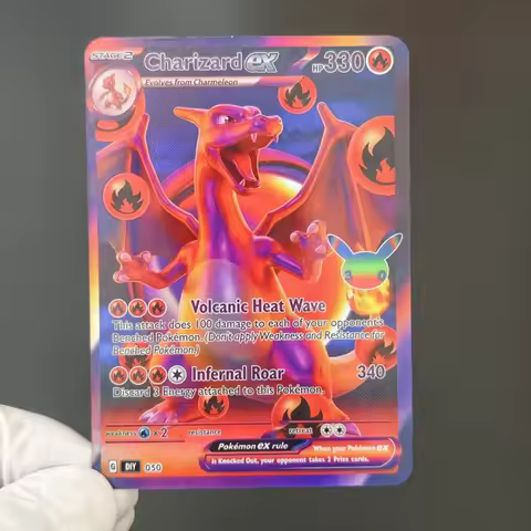 9PCS PKM Card PTCG 30th Anniversary Cards Pokmon Charizard Venusaur Blastoise Holo Foil Texture Clas