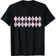 Argyle Vintage Pattern Grey And Pink Great Gift Retro Argyle T-Shirt
