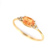 錳鋁榴石＆鑽石 K18 戒指 橢圓形切割 ~Ello Ulmia~ 十二月誕生石