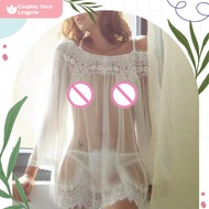 Set Lingerie + G String Seksi Model Night Dress Full Lace