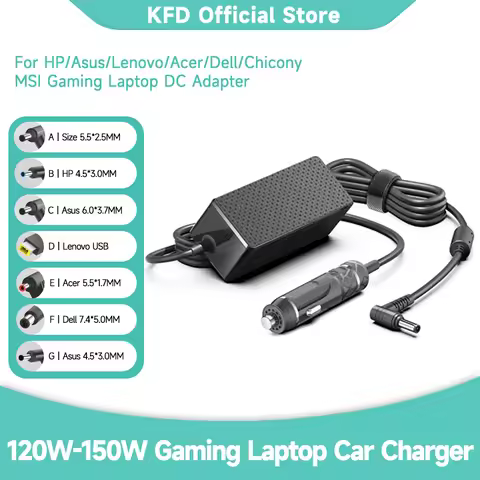 KFD 150W 135W 120W Gaming Laptop Car Charger DC Power for Lenovo Legion ASUS MSI HP zbook Dell Acer 