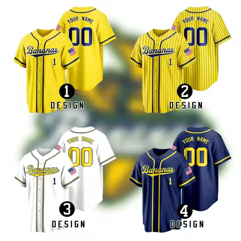 Personalized Bananas Team Baseball Jersey, Funny Bananas Jersey, Let's Go Bananas Jersey, Custom Tea