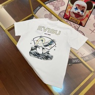 EVISU/Fushen/2026 Round Neck Short-Sleeved T-Shirt Couple Style Men Style New Style Street Style Bot