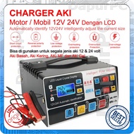 Charger Aki 12V/24V 6-400Ah 220 Watt Motor Mobil Battery Charger