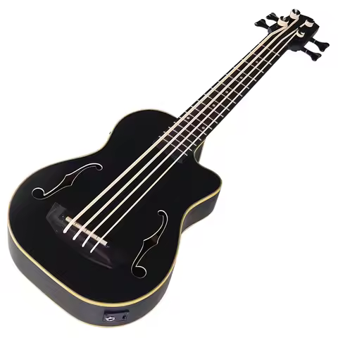 30 Inch Double F Hole Electric Ukulele Bass 4 String Full Sapele Body with EQ Matte Cutaway Mini Bas
