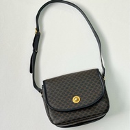 Celine黑花馬鞍包