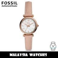(OFFICIAL WARRANTY) Fossil ES4699 Carlie Mini Three-Hand Rose Gold-Tone Case Blush Leather Women's Watch (2 Years Fossil Warranty)