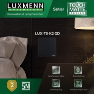 Luxmenn TouchMatte Hotel Switch 2 Gang 2 Way Light Way Black, LUX-T3-K2 Series/2 GD