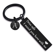 Hot Sale Drive safe Black safe Driving Unique Creative 26 Letters Stainless Steel Keychain