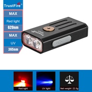 TrustFire Mini X 320lm EDC พวงกุญแจไฟฉาย 620nm Super Penetrating Red Light Professional Home Searchl