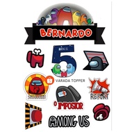 AMONG US/ Topper Birthday Among Us Free Custom Name/ Birthday Cake Decoration AMONG US