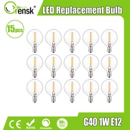 Grensk E12 Screw Base G40 1W Led Filament Bulbs Clear Glass Warm White 2200K Vintage Dimmable String