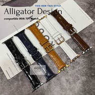 Crocodile Pattern Watch Leather Strap  T500 Iwatch Smart Watch Band Ultra Se 38mm 40mm 41mm 42mm 44m