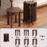Household Fun Coffee Table Round Stackable Medieval New Style Stackable Solid Wood Stool Stool Stool