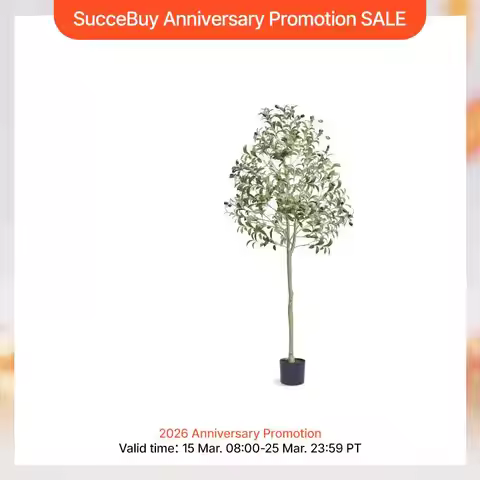 SucceBuy Artificial Olive Tree 4/5/6FT Tall Faux Plant Secure PE Material Anti-Tip Tilt Protection L